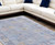 10' X 14' Orange Blue and Gold Floral Hand Woven Distressed Area Rug With Fringe