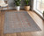 4' X 5' Blue and Red Oriental Power Loom Worn Faded Area Rug With Fringe