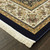 8' X 11' Navy Blue Tan And Ivory Oriental Area Rug With Fringe