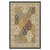 8' X 11' Navy Blue Tan And Ivory Oriental Area Rug With Fringe