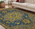 5' X 8' Blue Gray And Orange Wool Medallion Hand Tufted Area Rug