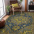 5' X 8' Blue Gray And Orange Wool Medallion Hand Tufted Area Rug