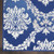 7' X 10' Ivory and Blue Damask Distressed Non Skid Area Rug