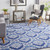 7' X 10' Ivory and Blue Damask Distressed Non Skid Area Rug