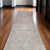 12' Gray Ivory and Orange Oriental Power Loom Worn Faded Runner Rug With Fringe