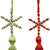 Set of Four Gold Green Red And White Handmade Snowflake With Tassel Ornaments