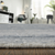 4' X 6' Ivory Gray and Blue Abstract Hand Knotted Worn Faded Area Rug