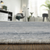 2' X 3' Ivory Gray and Blue Abstract Hand Knotted Worn Faded Area Rug