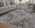 7' X 10' Gray Silver and Green Ikat Power Loom Area Rug With Fringe
