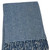 50" X 67" Denim Blue And Cream Cotton Blend Woven Plaid Throw Blanket with Fringe