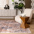 7' X 10' Brown and Blue Floral Distressed Area Rug