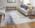 8' X 10' Ivory Blue and Brown Abstract Power Loom Area Rug
