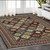 5' X 8' Navy Blue Red And Orange Oriental Area Rug With Fringe