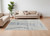 6' X 9' Ivory Gray and Blue Abstract Hand Knotted Worn Faded Area Rug