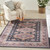 5' X 7' Navy Blue and Red Medallion Distressed Non Skid Area Rug