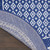 8' Ivory and Navy Blue Geometric Distressed Round Rug