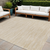9' Ivory And Gold Square Abstract Indoor Outdoor Area Rug