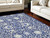 7' X 10' Navy Blue Ivory and Beige Floral Distressed Non Skid Area Rug