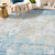 5' X 8' Gold Sky Blue And Ivory Abstract Area Rug