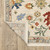 7' X 10' Ivory Gray And Blue Oriental Area Rug With Fringe