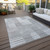 8' X 10' Silver Gray And Ivory Striped Washable Indoor Outdoor Area Rug