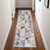 8' Ivory Blue and Gray Geometric Non Skid Runner Rug