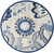 8' Round Blue And Gray Round Floral Indoor Outdoor Area Rug