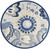 8' Round Blue And Gray Round Floral Indoor Outdoor Area Rug