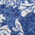 8' Navy Blue and Ivory Damask Distressed Round Rug