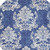 8' Navy Blue and Ivory Damask Distressed Round Rug