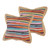 Set of Two 20" Blue Red And Natural Striped Cotton And Jute Throw Pillows