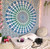 92" X 84" Blue Green And White Mandala Cotton Hanging Tapestry