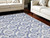 7' X 10' Ivory and Navy Blue Damask Distressed Non Skid Area Rug