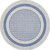 8' Ivory and Blue Geometric Distressed Round Rug