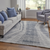 3' X 5' Ivory Gray and Blue Abstract Hand Knotted Worn Faded Area Rug