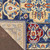 9' X 12' Blue Red and Orange Floral Distressed Non Skid Area Rug
