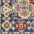 9' X 12' Blue Red and Orange Floral Distressed Non Skid Area Rug