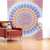92" X 84" Orange Blue And Yellow Mandala Cotton Hanging Tapestry