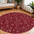 8' Red Black and Ivory Round Floral Vines Power Loom Area Rug