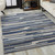 8' X 10' Blue Gray and Ivory Striped Indoor Outdoor Area Rug