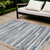 8' X 10' Blue Gray and Ivory Striped Indoor Outdoor Area Rug