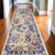10' Ivory Red and Blue Ogee Distressed Runner Rug