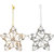 Set of Four Gold And Silver Handmade Faux Crystal And Metal Hanging Star Ornaments