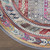 6' Ivory Gray And Red Floral Distressed Round Rug