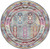 6' Ivory Gray And Red Floral Distressed Round Rug