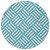 8' Teal Blue And Ivory Round Geometric Washable Indoor Outdoor Area Rug