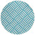 8' Teal Blue And Ivory Round Geometric Washable Indoor Outdoor Area Rug