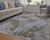 3' X 5' Gray Silver and Green Ikat Power Loom Area Rug With Fringe