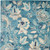 4' X 6' Turquoise Cream and Navy Blue Floral Distressed Area Rug