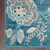 4' X 6' Turquoise Cream and Navy Blue Floral Distressed Area Rug